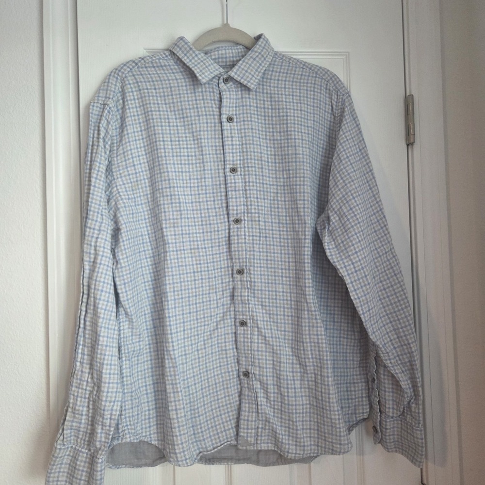 UNTUCKit Shirt Men XL Long Sleeve Plaid Check Durif Blue Gray Cotton effortless